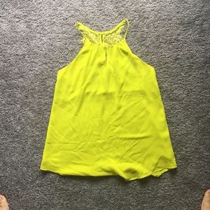Naked Zebra yellow tank top with lace back